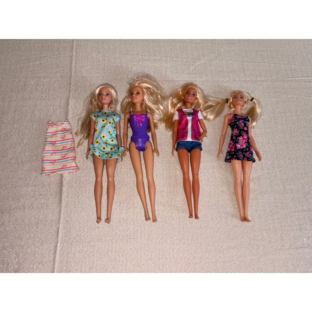 Barbie Fashion Doll Lot Kids 11.5in Multicolor Excellent 4‎ Dolls Extra Dress